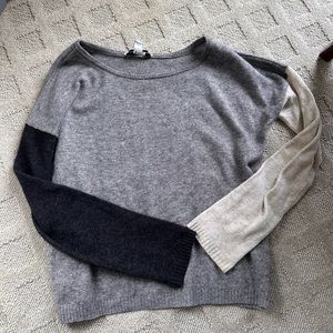 Autumn Cashmere Grey Black and Cream Colorblock Sweater